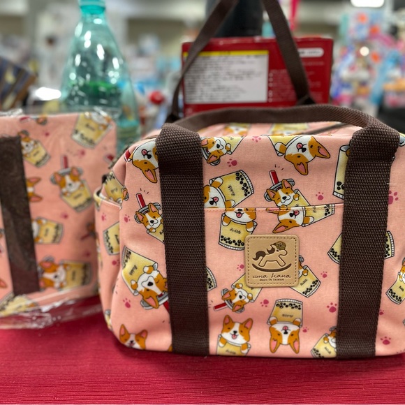 Multi purpose shoulder bag with attachable small pouch Corgi dog print - Picture 1 of 3